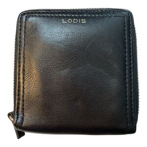 Lodis Black Leather Zip Wallet